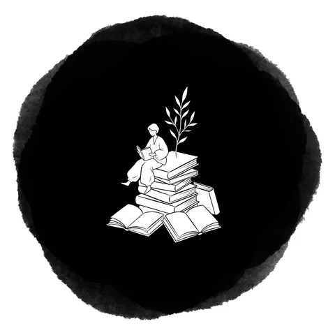 Una persona lee sentada sobre una pila de libros de la que brota una planta